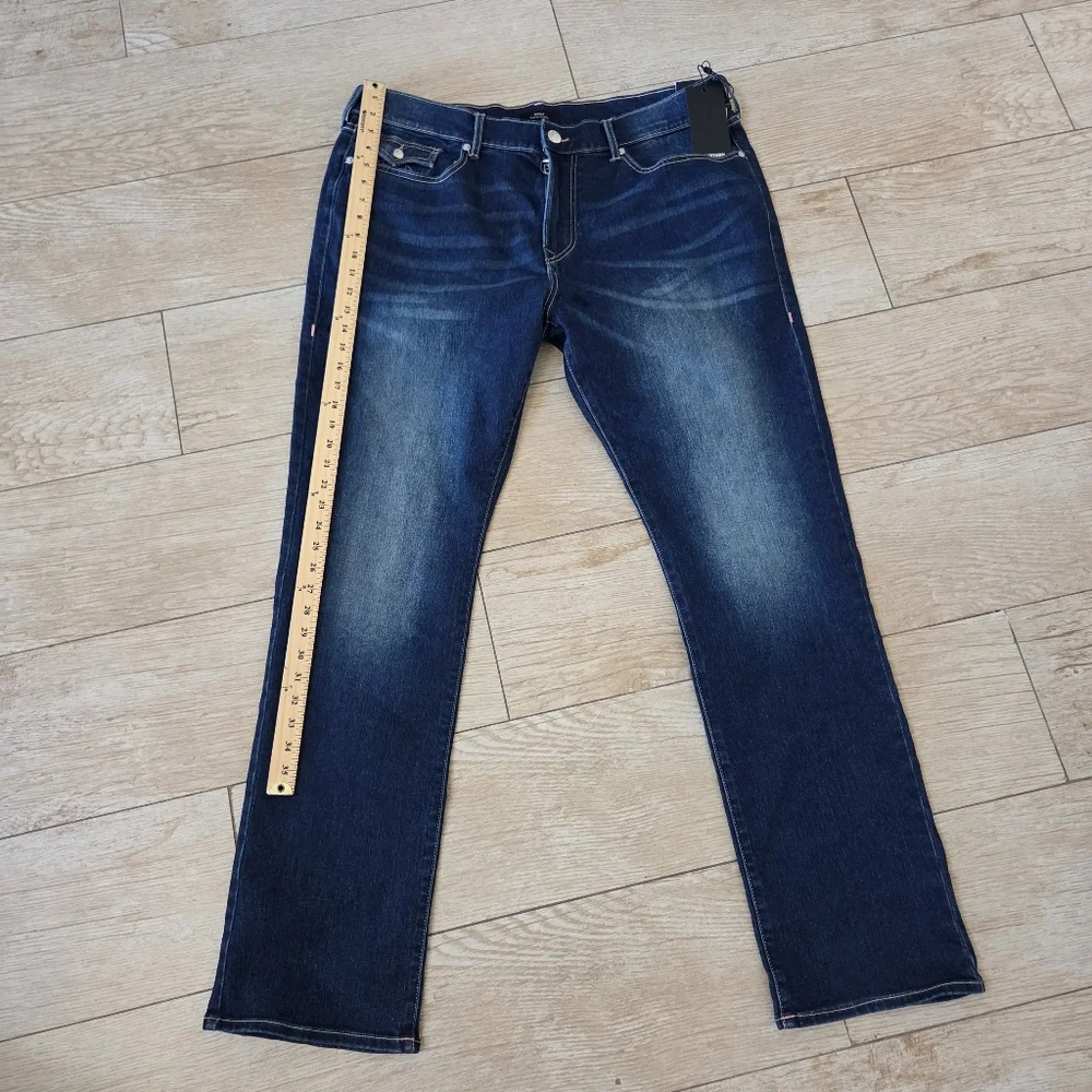 True Religion Jeans Mens 38x34 Ricky Flap SN Relaxed Dark Wash Stitch Denim